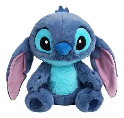 Urso De Pelcia Stitch Grande Encantador Antialergico Macio Cor Azul 24cmx20cm